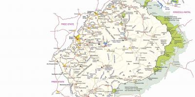Карта Лесота памежных пастоў